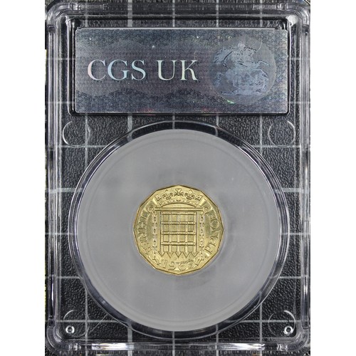 129 - 1963 Brass threepence, CGS 85, Elizabeth II. O. young laureate head right, R. crowned portcullis wit... 