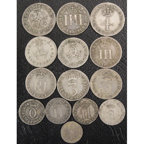 142 - A selection of maundy oddments (14) all 17th century early milled comprising 1678 4d, 1687/6 4d, 168... 