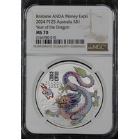 NGC MS70 Australia 2024 Lunar Series Year of the Dragon 1oz silver