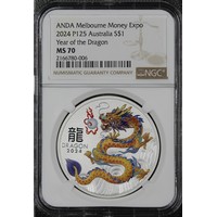 NGC MS70 Australia 2024 Lunar Series Year of the Dragon 1oz silver