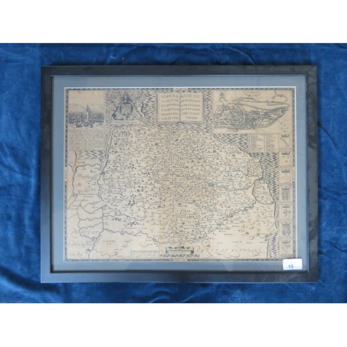 15 - A framed Saxton Copy map of Norfolk.