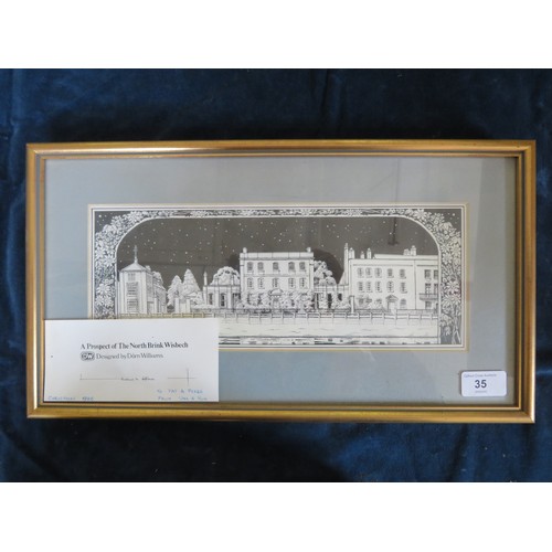 35 - A framed picture 'A prospect of The North Brink, Wisbech', designed by Dorn Williams.