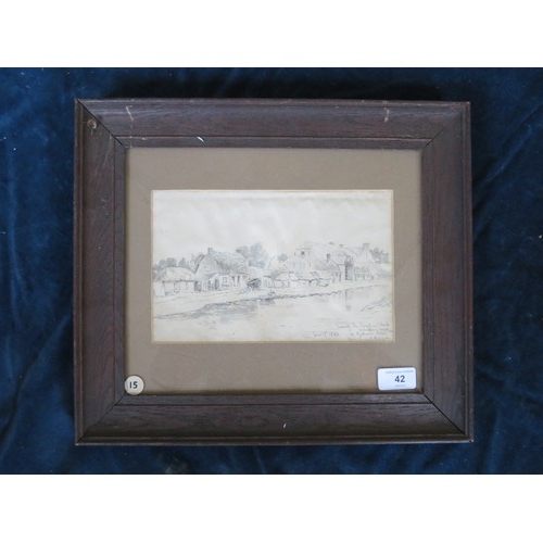 42 - A framed picture depicting rural scene.