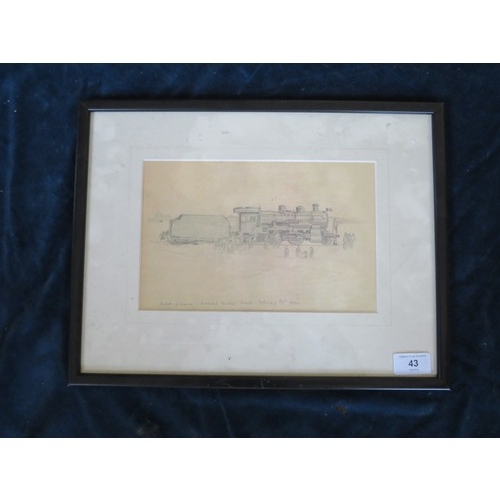 43 - A framed print of a drawing by Canon Fred Stallard. The original, drawn in a Japanese prison of war ... 