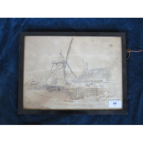 44 - A framed picture of 'Sutton Bridge' by Henry Baines. 32cm x 24.5cm