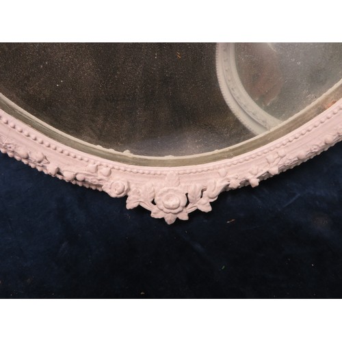 183 - 2 oval dressing table mirrors with rose and swag decoration