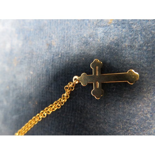 203 - A Sterling silver Cross Pendant with chain, marked Jerusalem, a pair of cufflinks marked 