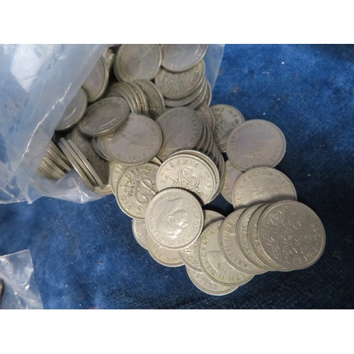 249 - Three bags of Cupronickel One Shilling coins etc., weighing approximately 48 troy oz.