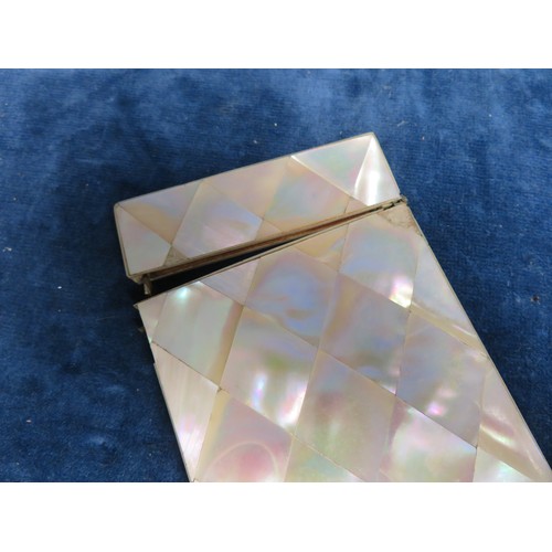 283 - A 19th century calling card case with Mother-of-Pearl covered decoration, A/F.