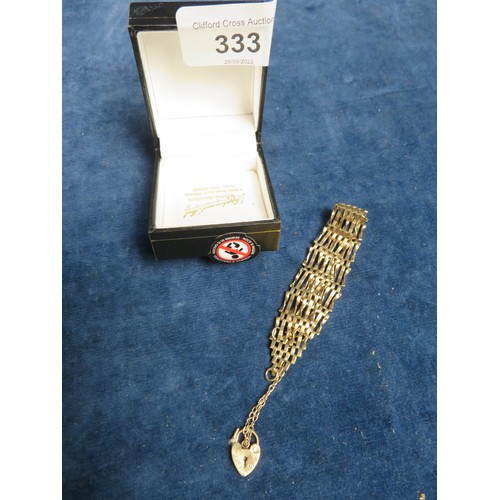 333 - A Sheffield 9ct gold ladies link bracelet weighing approx. 6.4g.