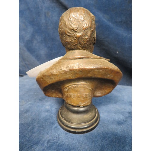 344 - A small bronze style bust marked 'Wien 1892 Percival H Headley' - approx 11cm high