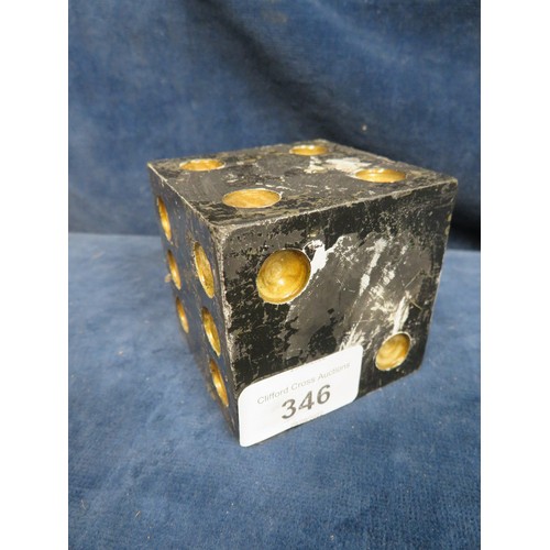 346 - A most unusual early 20th century Art Deco paperweight in the style of a dice in cast iron, approx 6... 