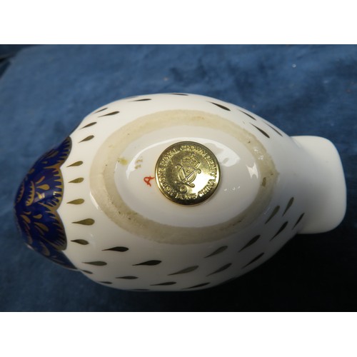 354 - A Royal Crown Derby bone china Owl paperweight.