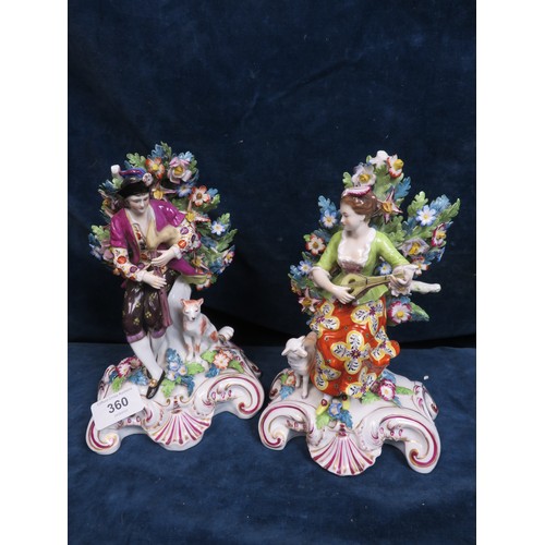 360 - A pair of 19th century continental porcelain group figures depicting 