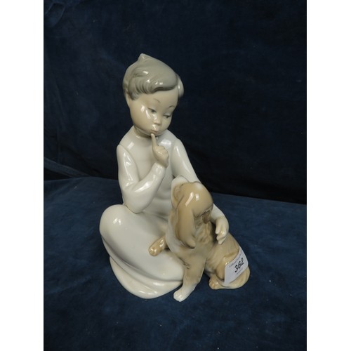 362 - A Lladro figurine depicting a 'Girl with a Dog'.