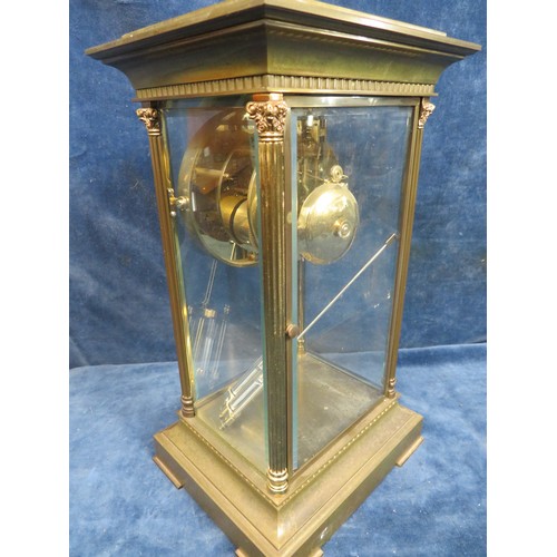 407 - An interesting 19th century brass case mantel clock by L'Eppe of France, with regulated mercury fill... 