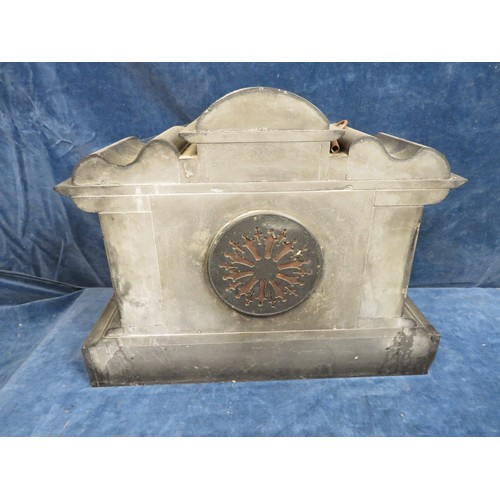 410 - A vintage marble cased mantel clock with plaque dated 