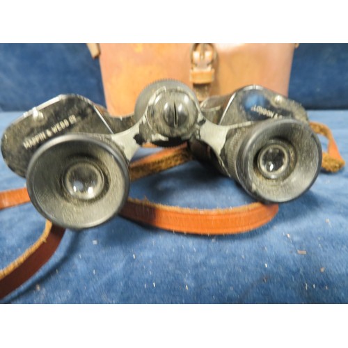 420 - A pair of vintage Mappin and Webb Ltd binoculars in original case A/F.