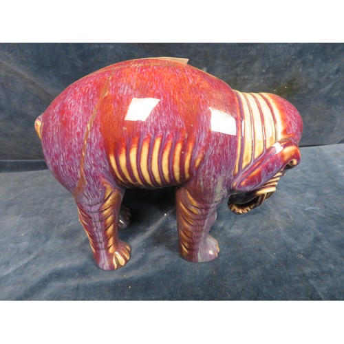 441 - A large glazed  pottery elephant A/F.