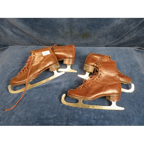 445 - Two pairs of vintage ice skates.