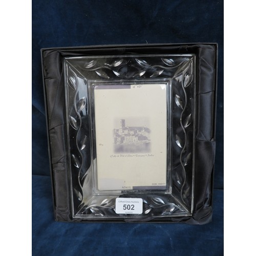 502 - A Thomas Webb crystal photograph frame in box.