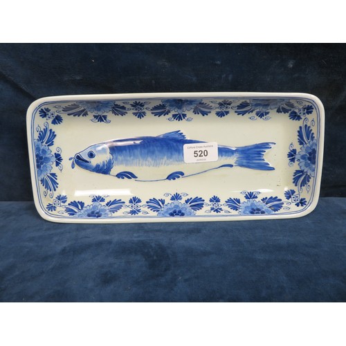 520 - A Delft Ware rectangular dish marked 