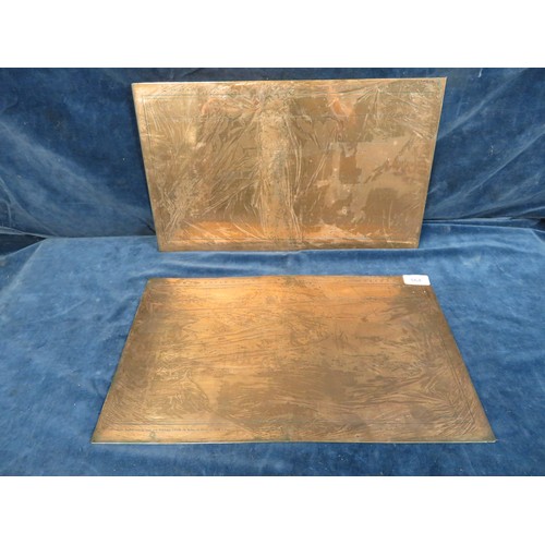 564 - Two vintage copper printing plates, one being from 