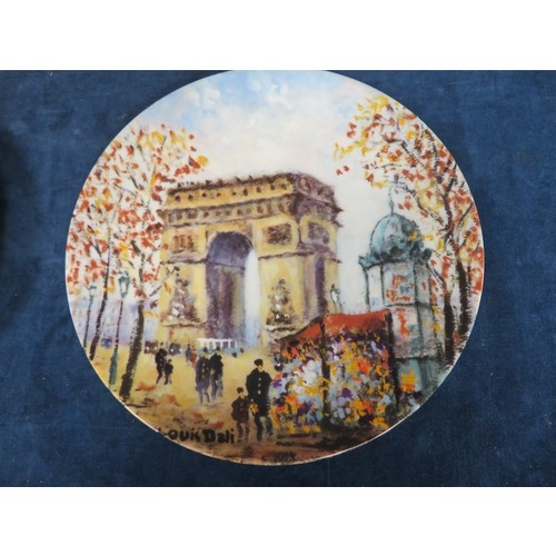 601 - Three collectors plates depicting city scenes in Paris.