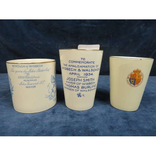 619 - Three pieces of commemorative pottery, two with Wisbech connections being 'The 1902 coronation of Ed... 