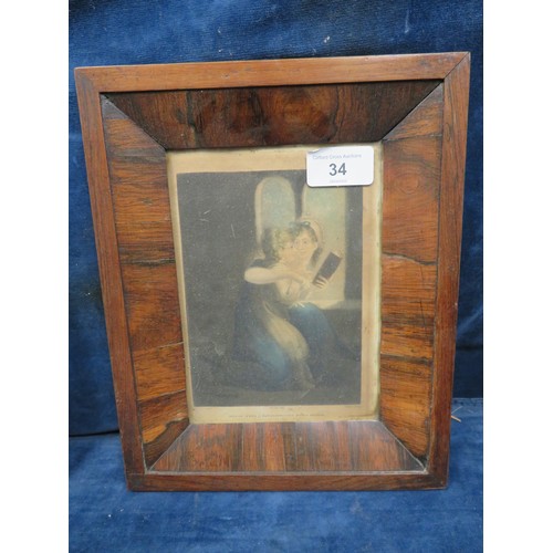 34 - Two rosewood framed plates depicting boy and girl and mother and child.