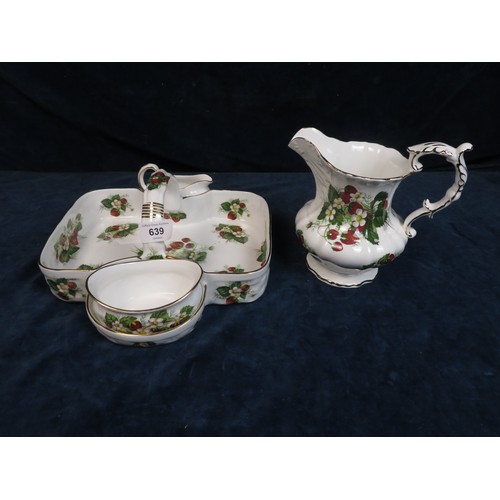 639 - A Hammersley bone china 20th century strawberry set comprising basket, cream jug, sugar basin and mi... 