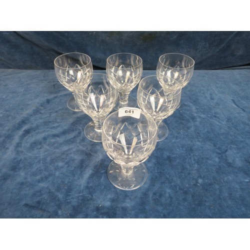 641 - A set of 6 Stuart cut crystal glasses, measuring 12cm high.