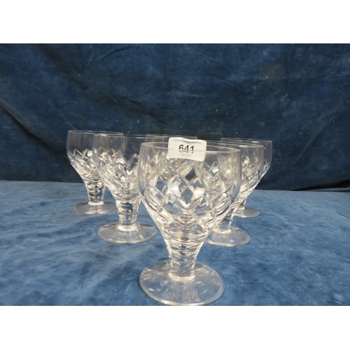 641 - A set of 6 Stuart cut crystal glasses, measuring 12cm high.