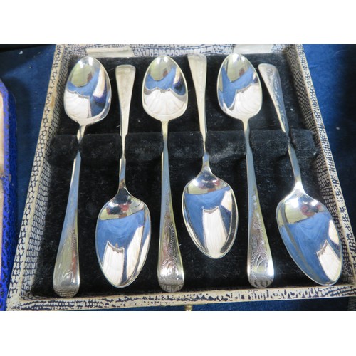 644 - A set of 6 silver plated coffee spoons commemorating Coronation of George VI 1937, a set of 6 silver... 