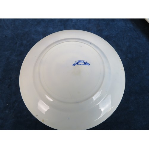 667 - Two meat platters and a blue and white plate A/F.