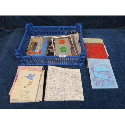 671 - A quantity of maps, vintage cards, etc.