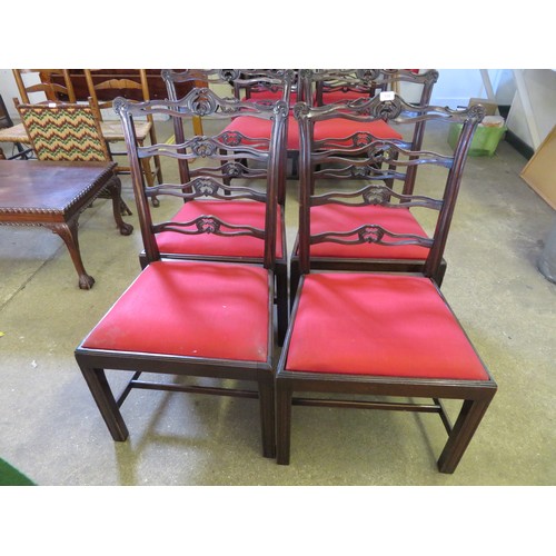 739 - A set of four 19th century Hepplewhitet style dining chairs with drop in seats.