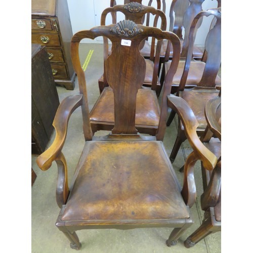 748 - A set of 8 early 20th century dining chairs being 2 carvers and 6 single with shaped back panels and... 