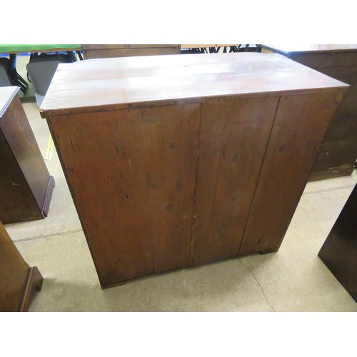 805 - An antique mahogany bow fronted chest of 2 short and 3 long drawers with ornate drop handles and ree... 