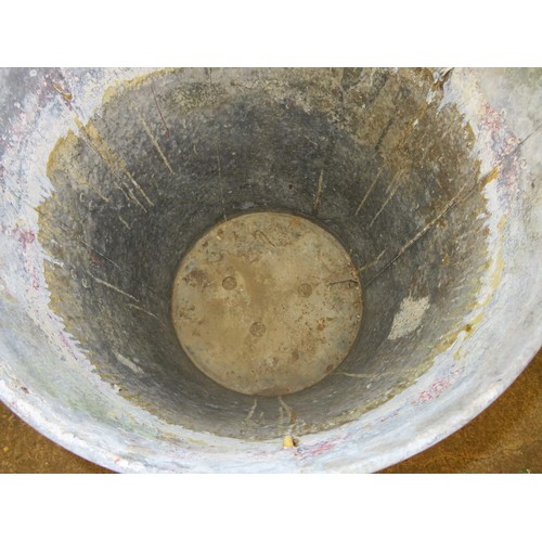 11 - A galvanised two-handled bin with sloping sides. Top diameter 50cm and approx 48cm tall