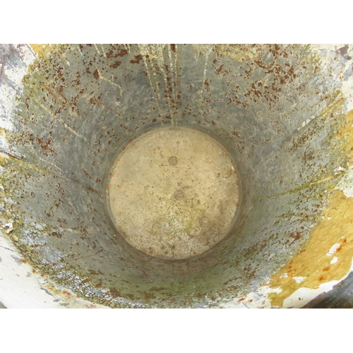 12 - A galvanized  two-handled bin with sloping sides. Top diameter 50cm and approx 48 cm tall.