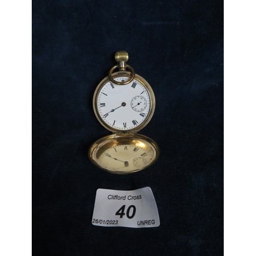 40 - A gold coloured gent's pocket watch, by Equity of Boston and case made by L. Elgin, USA, in need of ... 