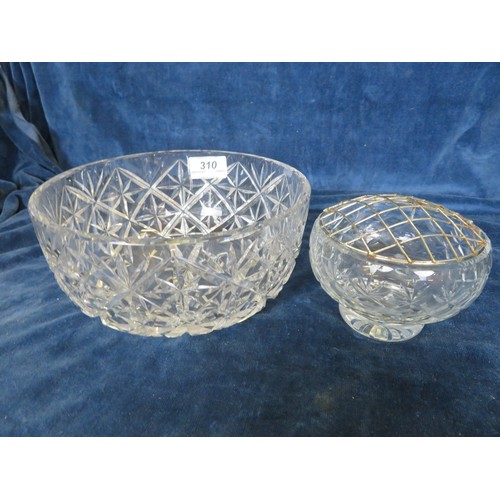 310 - A cut glass fruit bowl and posy vase.