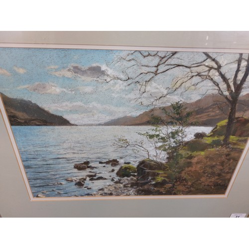 31 - A framed chalk pastel by Richard Alred depicting landscape scene 