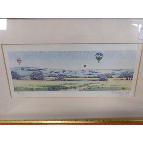 34 - Two framed coloured prints by Penny Gay - one depicting 