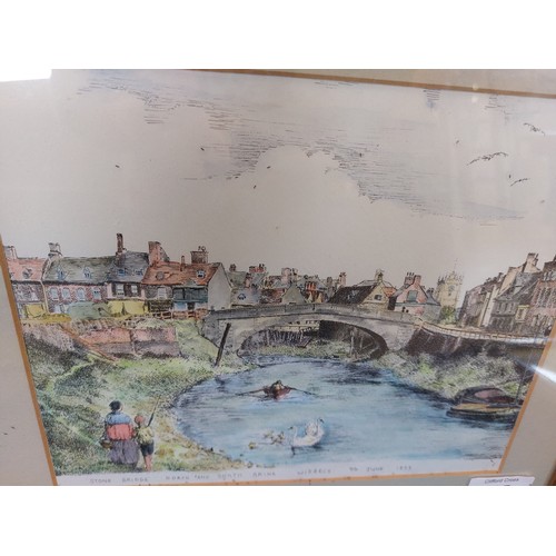 35 - Three framed coloured prints depicting various views of Wisbech.