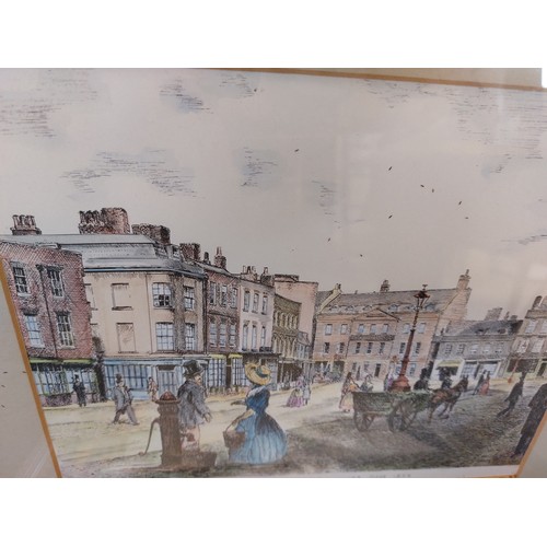 35 - Three framed coloured prints depicting various views of Wisbech.