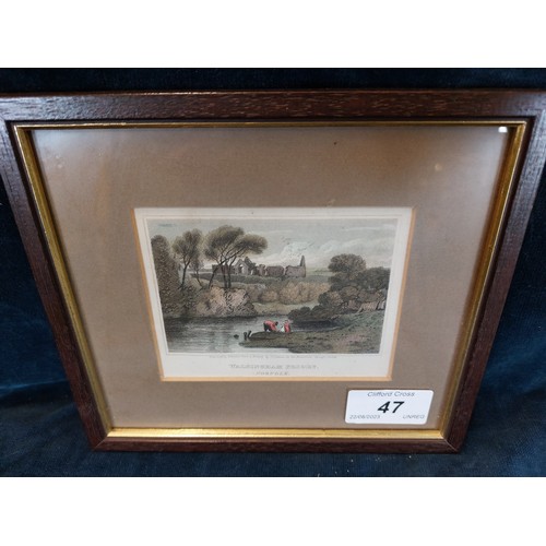 47 - A framed coloured print depicting 