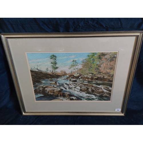 70 - A framed chalk pastel by Richard Alred entitled 