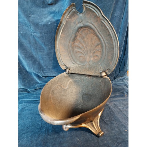 111 - An unusual Art Nouveau French style cast iron coal scuttle.